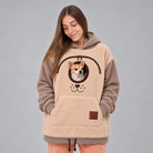 Men's Small Dog Pouch Hoodie in taupe beige, Hands-Free Pet Carrier
