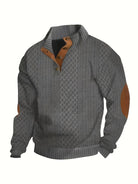 Men's Stand Collar Button Henley Sweater - Textured Knit