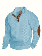 Men's Stand Collar Button Henley Sweater - Textured Knit