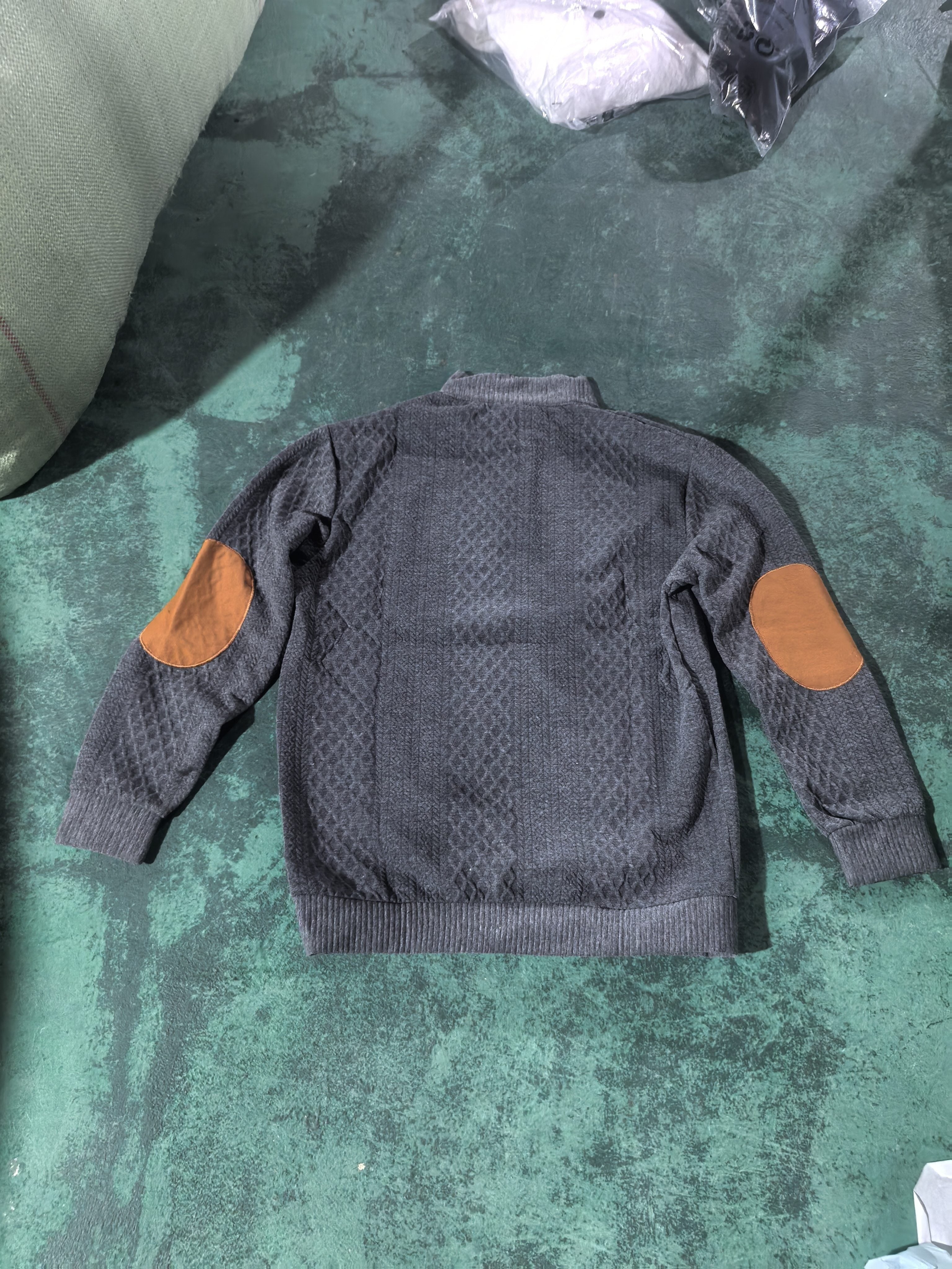 Men's Stand Collar Button Henley Sweater - Textured Knit