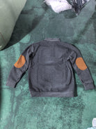 Men's Stand Collar Button Henley Sweater - Textured Knit