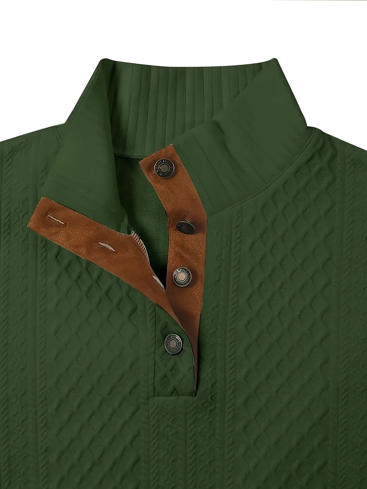 Men's Stand Collar Button Henley Sweater - Textured Knit