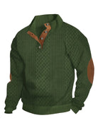 Men's Stand Collar Button Henley Sweater - Textured Knit