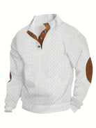 Men's Stand Collar Button Henley Sweater - Textured Knit