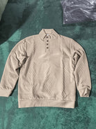 Men's Stand Collar Button Henley Sweater - Textured Knit