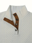 Men's Stand Collar Button Henley Sweater - Textured Knit