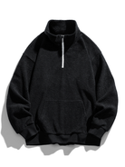 Men's Teddy Fleece Half-Zip Sweatshirt – Relaxed Fit - Black