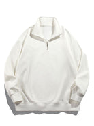 Men's Teddy Fleece Half Zip Sweatshirt – Relaxed Fit Warm Casual - White