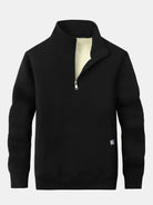 Men's Teddy Fleece Quarter-Zip Sweatshirt – Warm Cotton Blend - Black