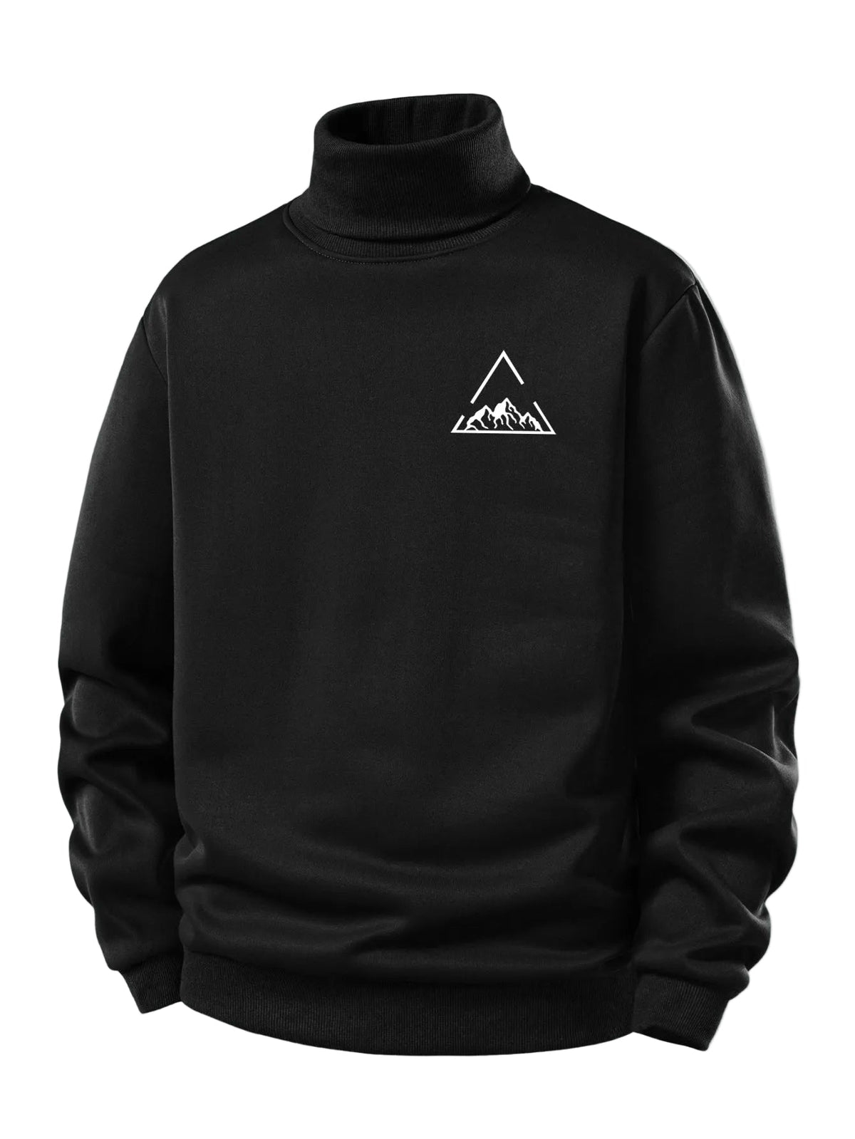 Men's Teddy Fleece Turtleneck Sweatshirt – Warm Regular Fit - Black