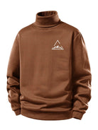 Men's Teddy Fleece Turtleneck Sweatshirt – Warm Regular Fit - Brown