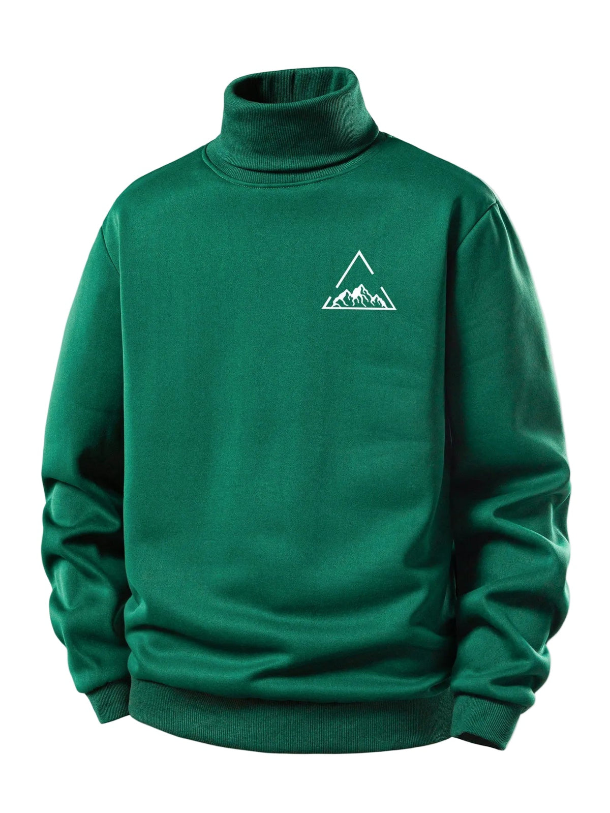 Men's Teddy Fleece Turtleneck Sweatshirt – Warm Regular Fit - Dark Green