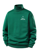 Men's Teddy Fleece Turtleneck Sweatshirt – Warm Regular Fit - Dark Green