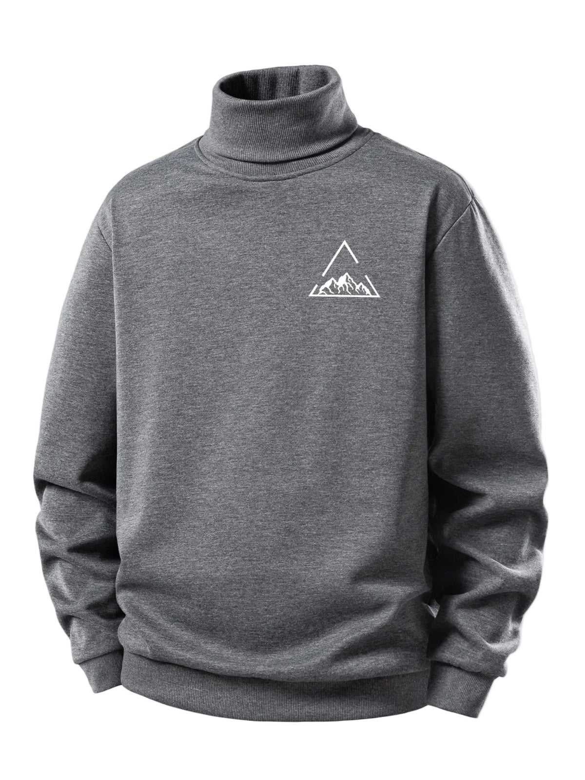 Men's Teddy Fleece Turtleneck Sweatshirt – Warm Regular Fit - Grey