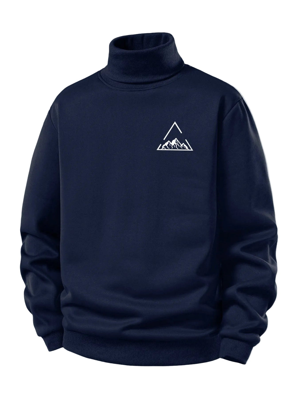 Men's Teddy Fleece Turtleneck Sweatshirt – Warm Regular Fit - Navy
