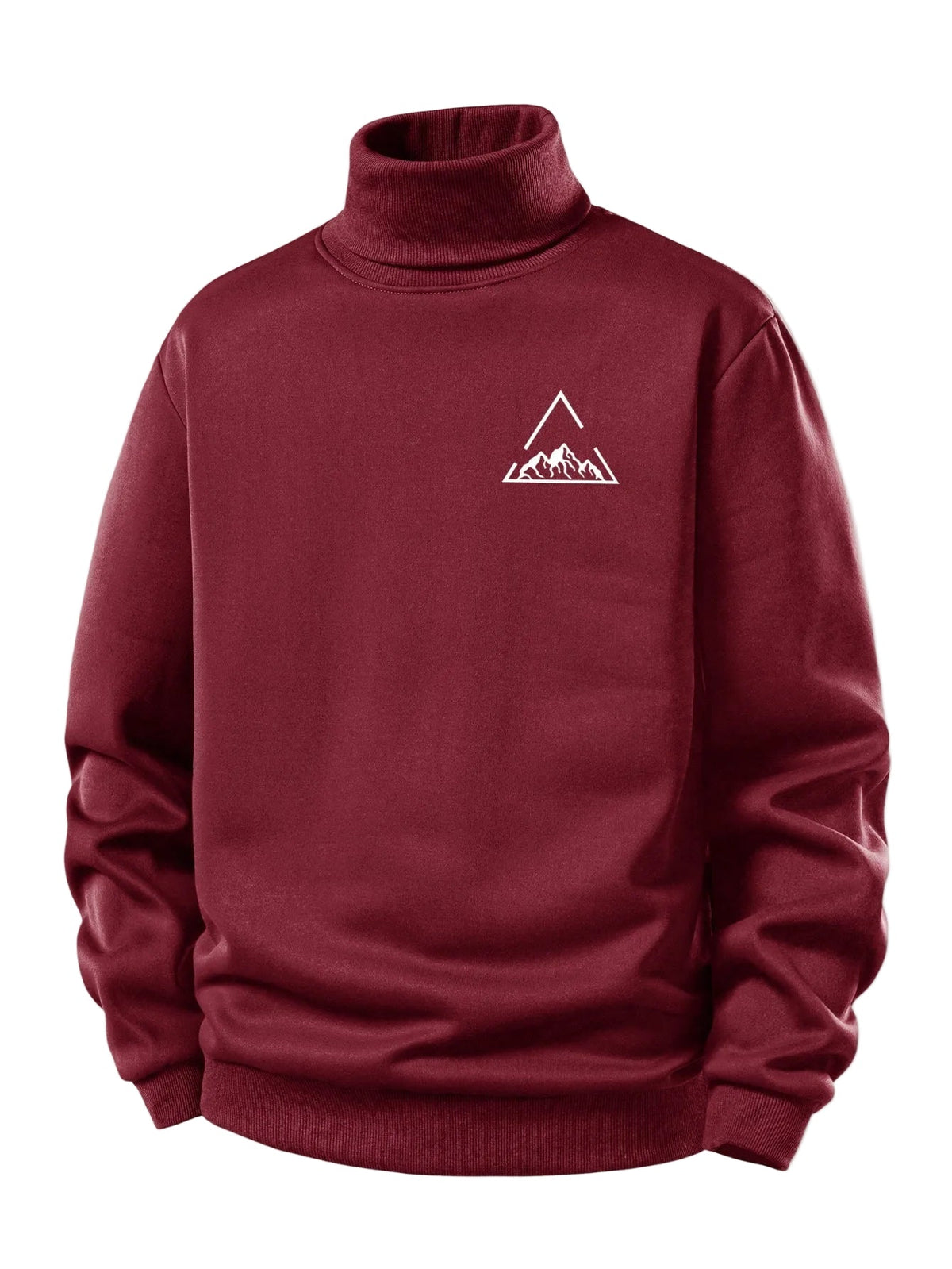 Men's Teddy Fleece Turtleneck Sweatshirt – Warm Regular Fit - Wine Red