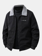 Men's Teddy Lined Corduroy Jacket in black, Regular Fit