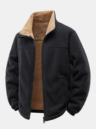 Men's Teddy-Lined Polar Fleece Jacket in black, Relaxed Fit