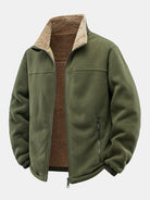 Men's Teddy-Lined Polar Fleece Jacket in olive green, Relaxed Fit