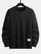 Men's Textured Patchwork Crew Neck Sweatshirt – Relaxed Fit - Black