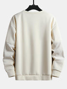 Men's Textured Patchwork Crew Neck Sweatshirt – Relaxed Fit