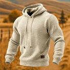 Men's Textured Pullover Hoodie in apricot, Relaxed Fit