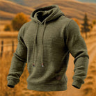 Men's Textured Pullover Hoodie in army green, Relaxed Fit