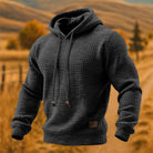 Men's Textured Pullover Hoodie in dark grey, Relaxed Fit