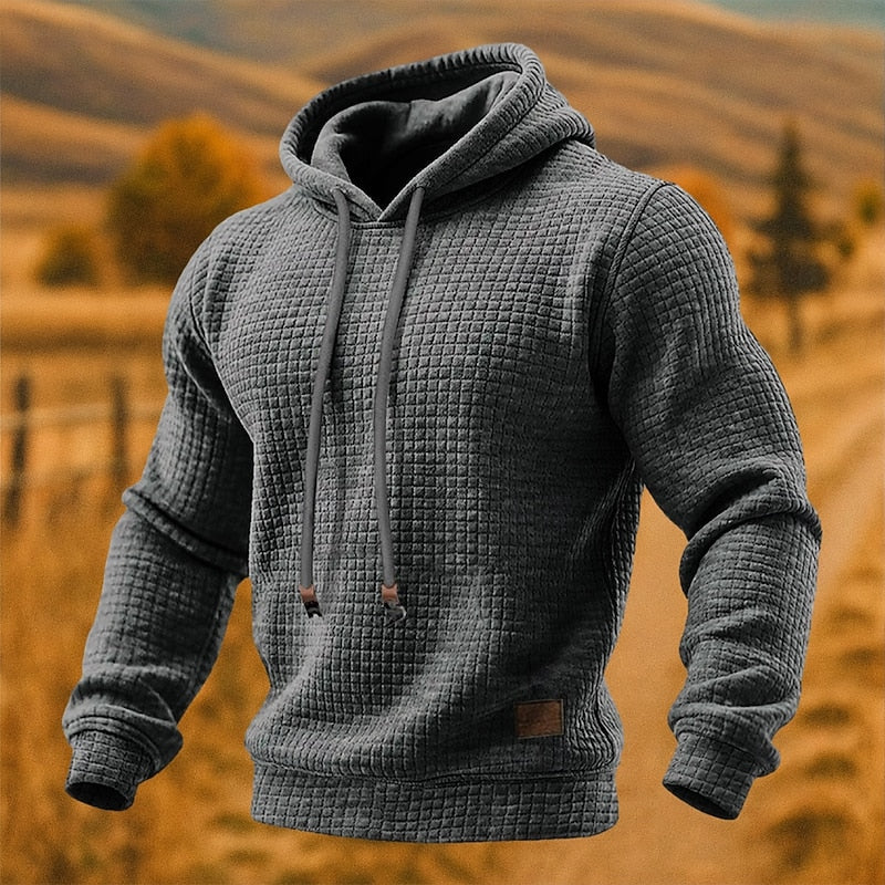 Men's Textured Pullover Hoodie - Relaxed Fit
