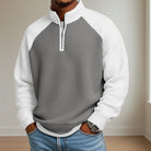 Men's Textured Quarter-Zip Pullover in grey, Refined Comfort Layer