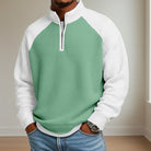 Men's Textured Quarter-Zip Pullover in light green, Refined Comfort Layer