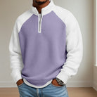 Men's Textured Quarter-Zip Pullover in purple, Refined Comfort Layer