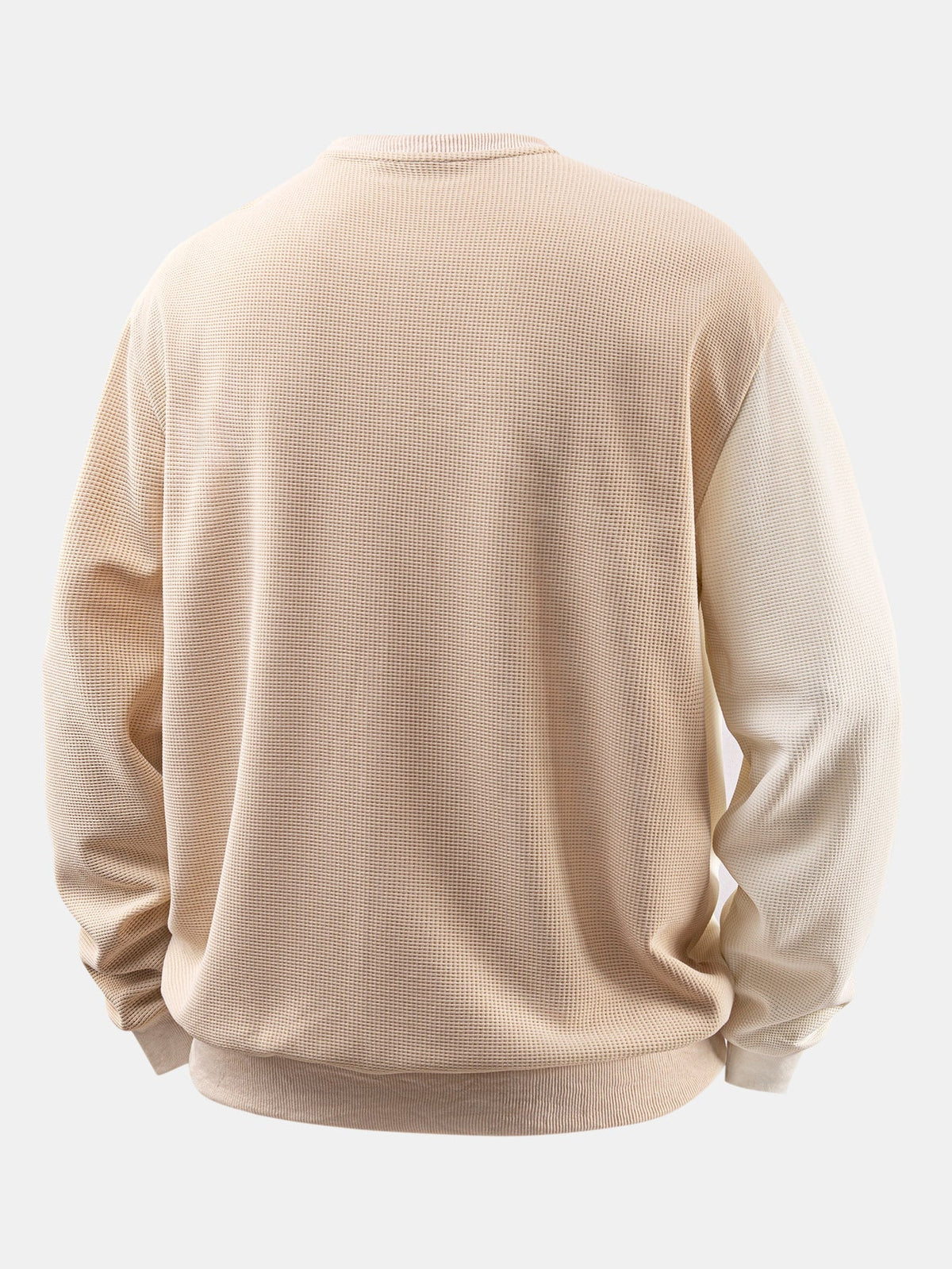 Men's Textured Waffle Sweatshirt Patchwork Panels – Relaxed Crew Neck