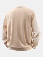 Men's Textured Waffle Sweatshirt Patchwork Panels – Relaxed Crew Neck