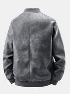 Men's Vintage Washed Faux Leather Bomber Jacket - Relaxed Fit