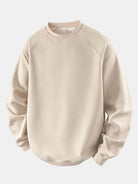 Men's Waffle Textured Crew Neck Sweatshirt – Relaxed Fit - Beige