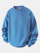 Men's Waffle Textured Crew Neck Sweatshirt – Relaxed Fit - Blue