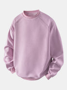 Men's Waffle Textured Crew Neck Sweatshirt – Relaxed Fit - Pink