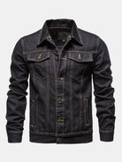 Men's Washed Denim Trucker Jacket in black, Classic Regular Fit