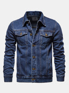 Men's Washed Denim Trucker Jacket in dark blue, Classic Regular Fit