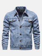 Men's Washed Denim Trucker Jacket in light blue, Classic Regular Fit