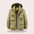 Men's Waterproof Outdoor Jacket with Hood in khaki, Lightweight Shell