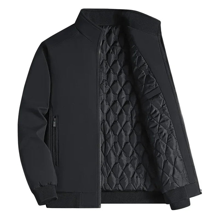 Men's Waterproof Winter Jacket in black, Quilted Lining & Stand Collar