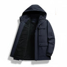 Men's Waterproof Winter Parka Jacket in blue, Fleece Lined