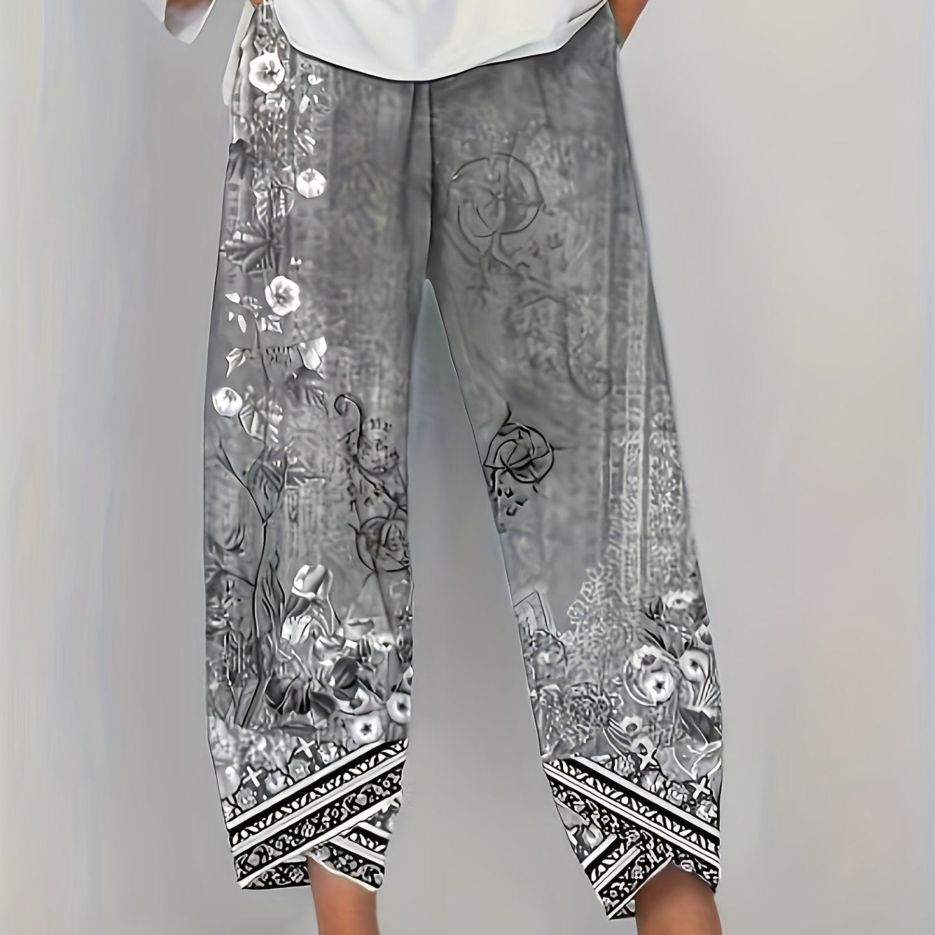 Women's Botanical Cropped Pants in black, Relaxed Fit