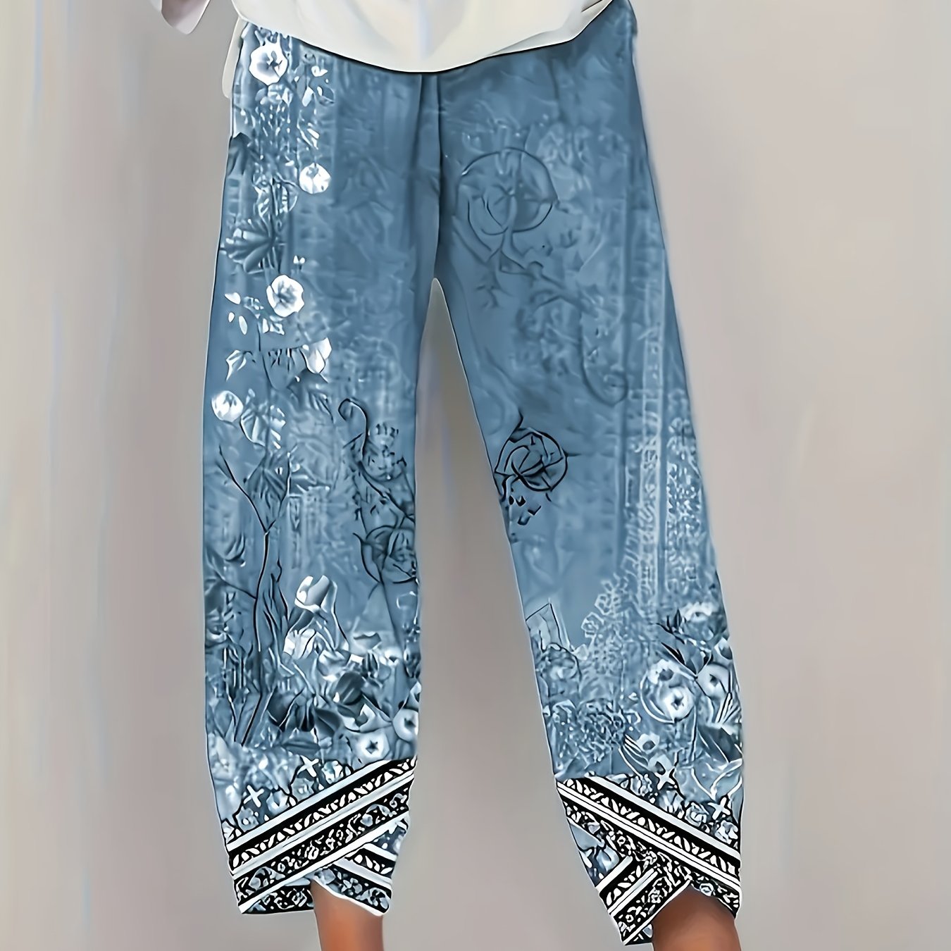 Women's Botanical Cropped Pants in blue, Relaxed Fit