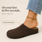 Women's Brown Backless Round-Toe Flat Shoes - Casual Comfort