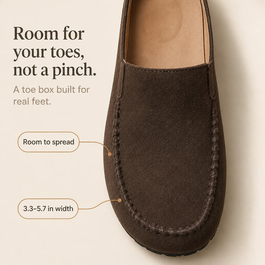 Women's Brown Backless Round-Toe Flat Shoes - Casual Comfort