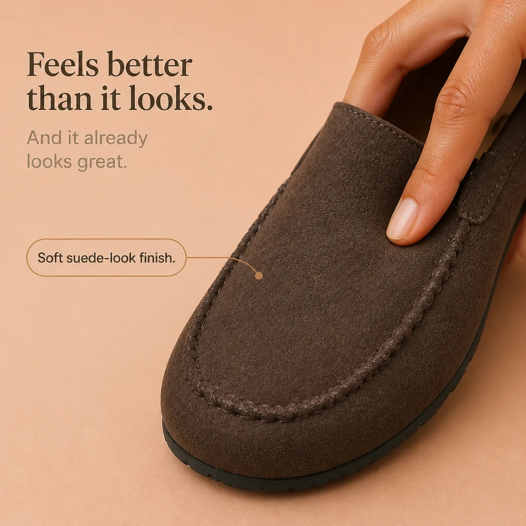 Women's Brown Backless Round-Toe Flat Shoes - Casual Comfort
