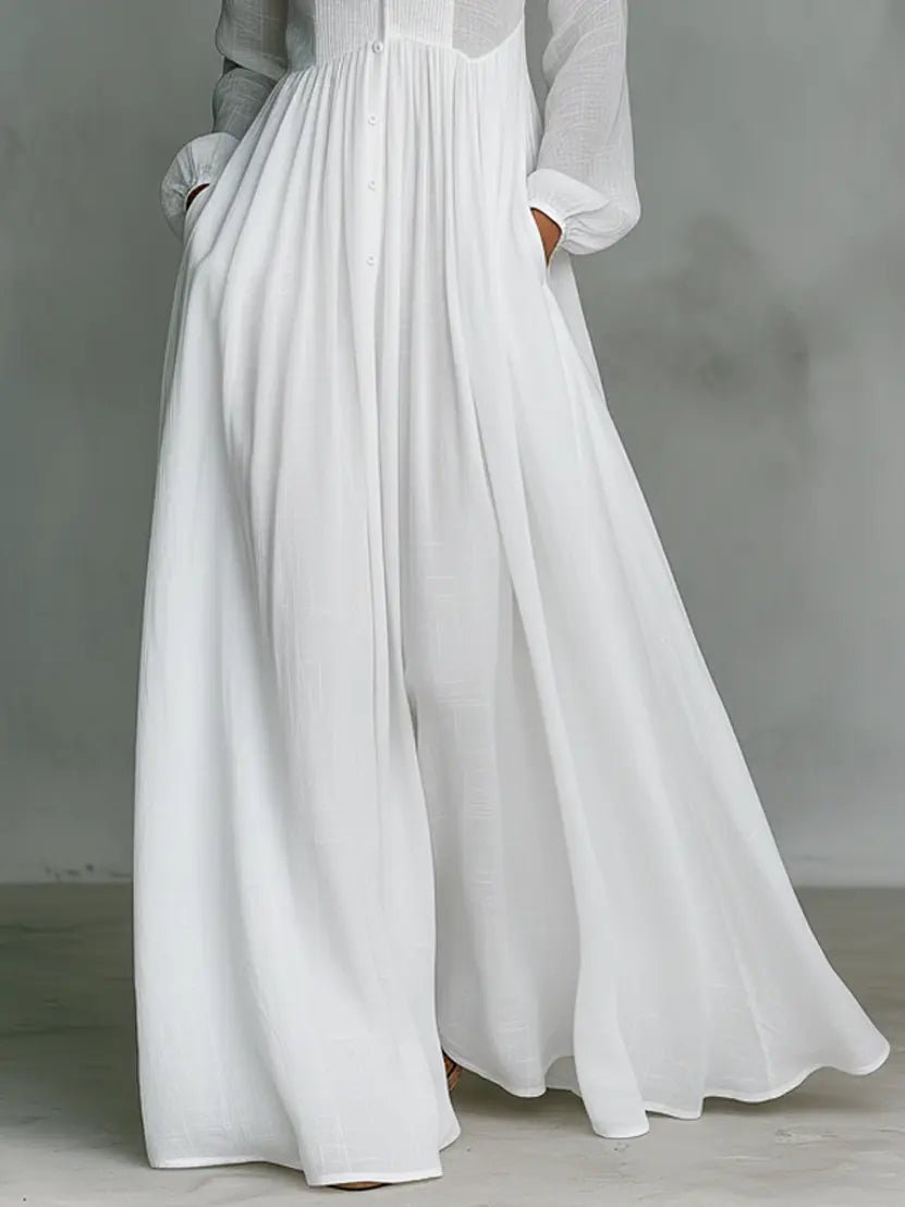 Women's Button-Front Maxi Dress - Flowing Elegance